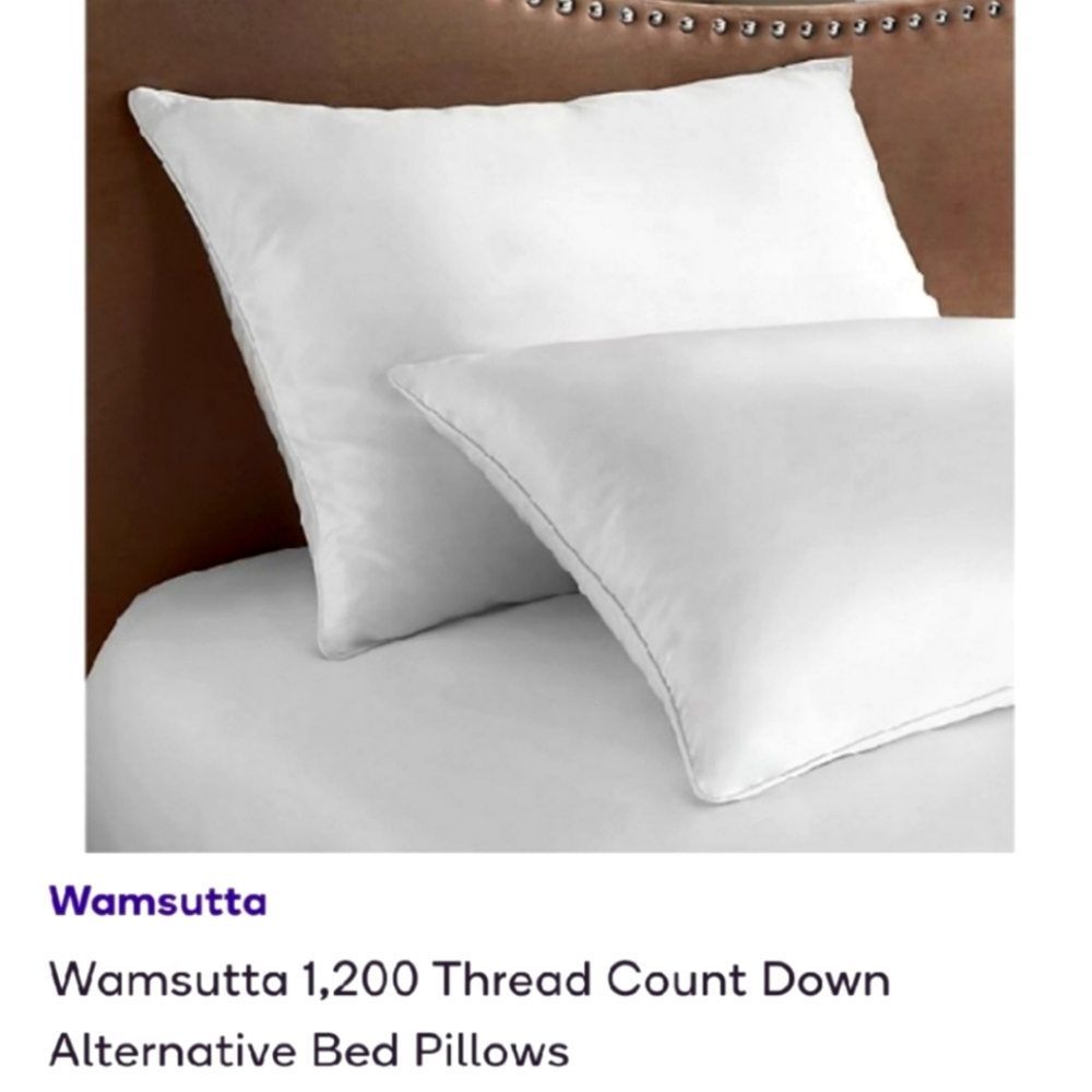 New Wamsutta 1200 Thread Count 2 Pack Pillows. Standard/Queen.